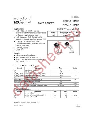 IRFR3711TRLPBF datasheet  